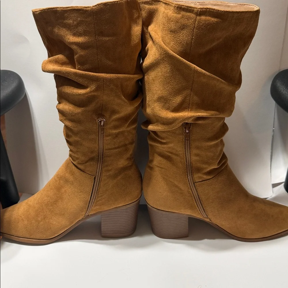 Journee Fringe Suede Mid-Calf Boots - Picture 3 of 7